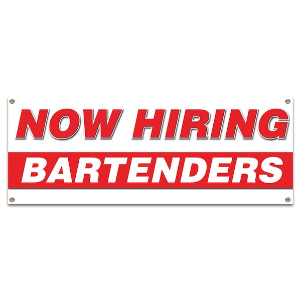 Now Hiring Bartenders Banner Apply Inside Accepting Application Single Sided